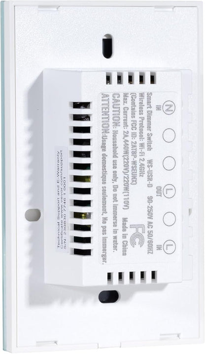 VEVOR Smart Dimmer Switch, Wi-Fi 2.4GHz, Dimmable Smart Switch with Tempered Glass Touch Panel, 15% to 85% Stepless Dimming, Voice App Remote Control, Works with Alexa Google Home, for LED Lights