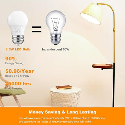 MorningLight A15 Ceiling Fan Light Bulb 60 Watt Equivalent, 6.5W Dimmable LED Light Bulbs, 3000K Soft White, E26 Base, 4 Pack A15 LED Light Bulbs 60W for Living Room, Bedroom, 600LM