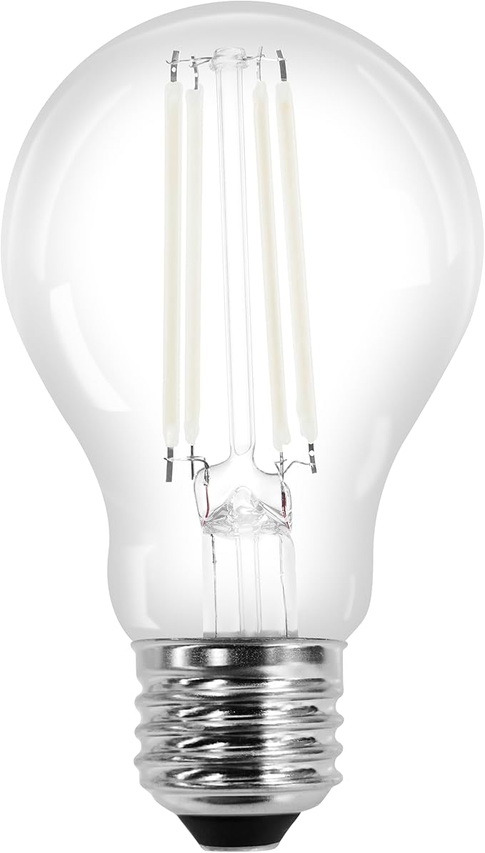 Sylvania A19 Clear LED White Filament Bulb, 6.5W, Dimmable, 800 LMS, Medium Base, 5000K, Daylight - 2 Pack (42171)