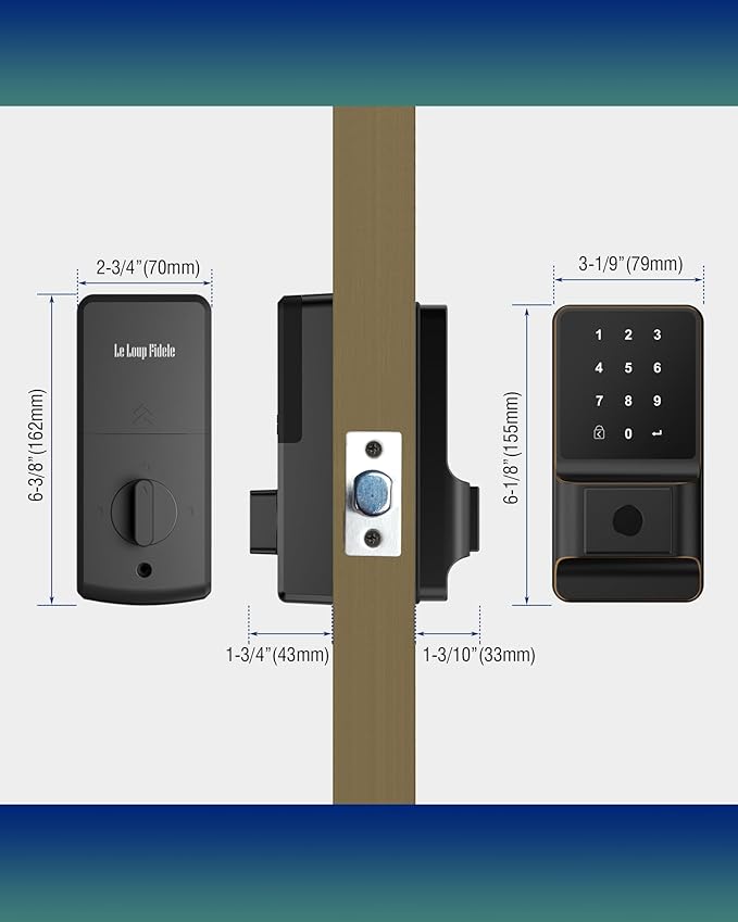 LeLoupFidele Smart Lock with Built-in Wi-Fi, Keyless Entry Door Lock with Touchscreen Keypad, App Remote Control, Auto Lock, Compatible with Alexa, Easy Installation for Front & Back Door