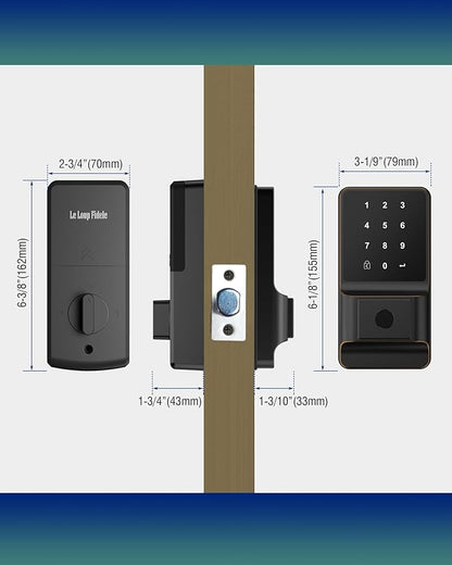 LeLoupFidele Smart Lock with Built-in Wi-Fi, Keyless Entry Door Lock with Touchscreen Keypad, App Remote Control, Auto Lock, Compatible with Alexa, Easy Installation for Front & Back Door