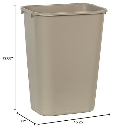 Rubbermaid Commercial Products Deskside Wastebasket/Trash Can, 10.25-Gallon/41-Quart, Beige, Plastic, Garbage Can for Home/Office, Fits Under Desk/Sink/Cabinet