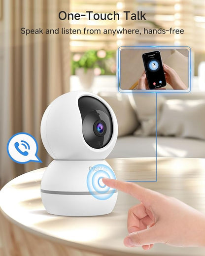 Noorio 4MP/2K Indoor Security Camera, 2.4GHz UHD 360° PTZ Pet/Dog Camera