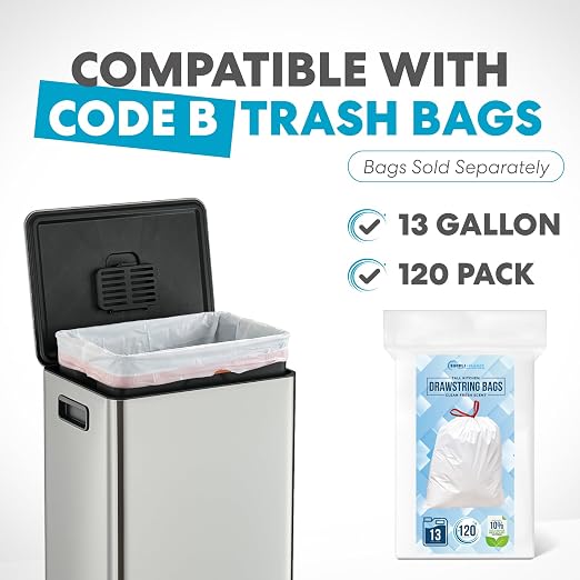 Simpli-Magic 13 Gallon / 50L Step Trash Can, Infinity Edge, Silver