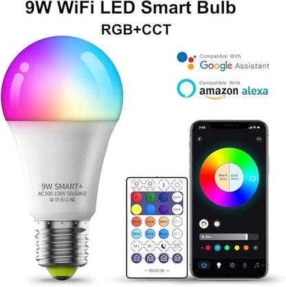 BLUEYE LED Light Bulbs,A19 E26,Remote Control,RGBCW 2700K-6500K,900Lumens,60W Equivalent,1Pack