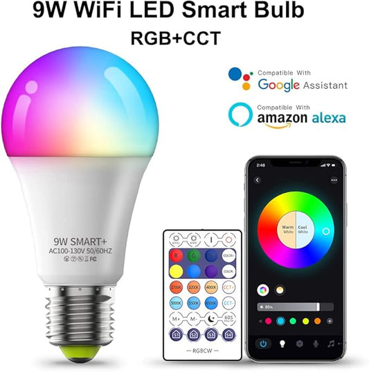 BLUEYE LED Light Bulbs,A19 E26,Remote Control,RGBCW 2700K-6500K,900Lumens,60W Equivalent,1Pack