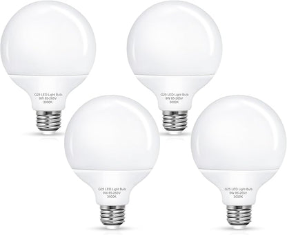 Flaspar Vanity Light Bulbs for Bathroom, G25 LED Globe Light Bulb 100 Watt Equivalent, 3000K Warm White LED Bulbs E26 Medium Base for Mirror Makeup Chandelier Lighting, Non-dimmable, 4 Pack