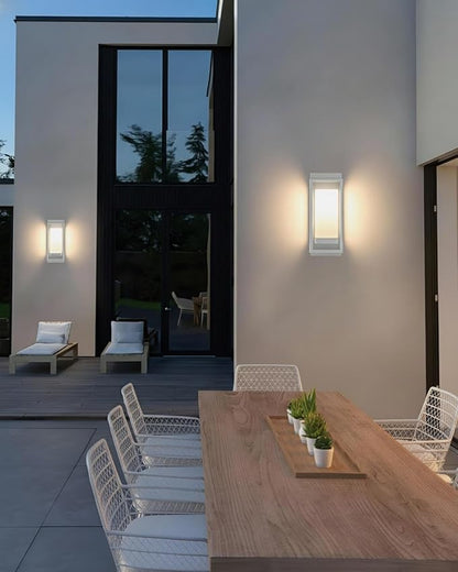 RAYVO Modern Outdoor Wall Light with Dusk to Dawn Sensor, Waterproof Exterior Lighting Fixtures with E26 Base, 3000K LED Bulb Included, Outdoor Sconce Lights for Porch Garage Entryway