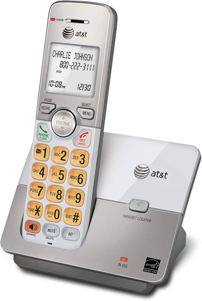 AT&T EL51103 DECT 6.0 Cordless Phone, Full-Duplex Speakerphone, Extra-Large Backlit Display & Lighted Keypad, Caller ID/Call Waiting, Eco Mode