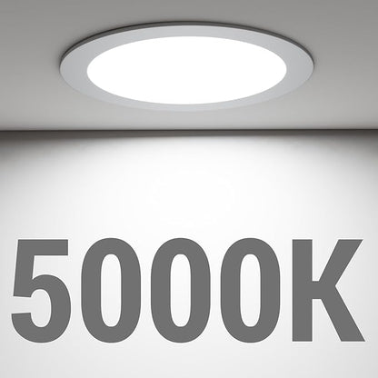 Ensenior 6 Pack 4 Inch LED Recessed Light, Dimmable, 5000K Daylight, 750LM High Brightness, 9W 120V, Damp Rated, Ultra-Thin Canless Wafer Ceiling Light - ETL & FCC & IC