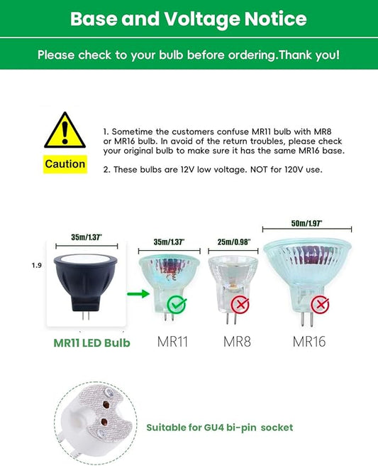 RGB MR11 LED Bulbs Color Changing, GU4 Bi-pin Base, Warm White+15 Multicolors and 4-Level Brightness on Remote Control, 12V MR11 Halogen Bulb Replacement