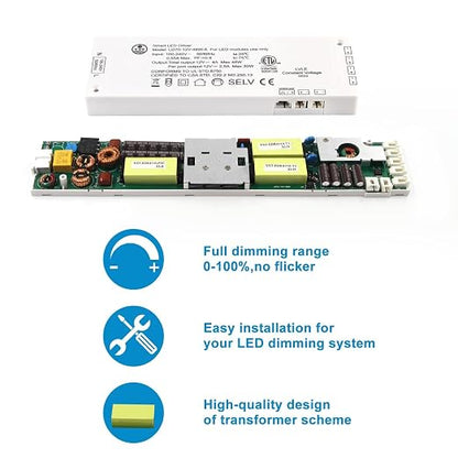 VST LED Power Supply, 100V-240V AC to 12V 48W DC Constant Voltage Transformer with 12V JST Ports, Driver for Strip Lights and Under Cabinet Lights, ETL Certified