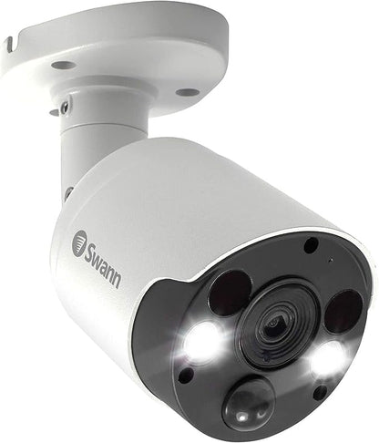 Swann Add-On DVR Bullet Security Camera with Sensor Spotlight, 4K Ultra HD Video, Indoor or Outdoor Design, Dusk to Dawn Color Night Vision Plus True Detect Heat and Motion Detection