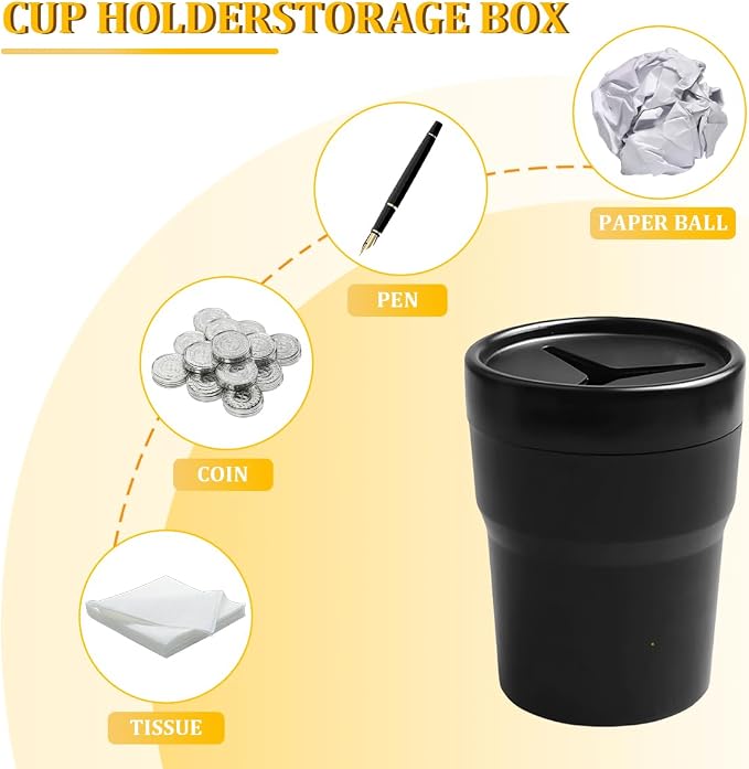 Car Trash Can with Lid, 2PCS Leakproof Vehicle Cup Holder Garbage Bin Storage Organizer, Portable Automotive Interior Trash Container Bin, Universal for SUV RV Lorry