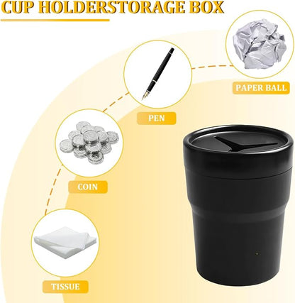 Car Trash Can with Lid, 2PCS Leakproof Vehicle Cup Holder Garbage Bin Storage Organizer, Portable Automotive Interior Trash Container Bin, Universal for SUV RV Lorry