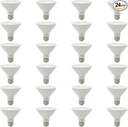 Sunlite Reflector PAR30 LED Bulb, Spotlight, 9W (75W=), 750 Lmns, Medium E26 Base, 90 CRI, Dimmable, Decorative Track Lighting Use, ETL, Title-20 Compliant, Bulk, 24 Pack, 50K-Daylight