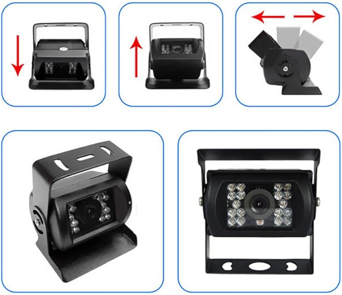 4 Pin Vehicle Backup Camera 12V/24V,18 LED IR Night Vision CCD Car Rear View Parking Reverse Camera + 4Pin Connector 20m/65ft Extension Cable for Bus Truck Camper Lorry Heavy Duty