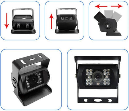 4 Pin Vehicle Backup Camera 12V/24V,18 LED IR Night Vision CCD Car Rear View Parking Reverse Camera + 4Pin Connector 20m/65ft Extension Cable for Bus Truck Camper Lorry Heavy Duty