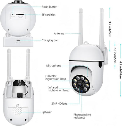 EVERSECU 1080P Outdoor WiFi PTZ Security Camera, 5G WiFi, Auto Tracking, 2 Way Audio, Spotlight Night Vision, Compatible with Alexa, SD Card & Cloud Storage, Support ONVIF&RTSP IP CCTV Camera