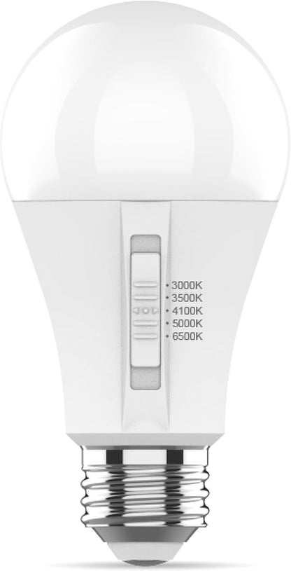Goodlite A19 LED Bulb, 5 Color Selectable 3000K-3500K-4100K-5000K-6500K, 1500 Lumens, 15W (100W Equivalent), High CRI, 5% Dimmable, UL Listed, Enclosed Fixtures & Damp Rated, 15,000 Hrs. 1ct (G-10883)