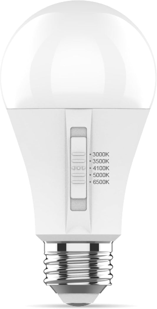 Goodlite A19 LED Bulb, 5 Color Selectable 3000K-3500K-4100K-5000K-6500K, 1100 Lumens, 12W (75W Equivalent), High CRI, 5% Dimmable, UL Listed, Enclosed Fixtures & Damp Rated, 15,000 Hrs. 1ct (G-10882)