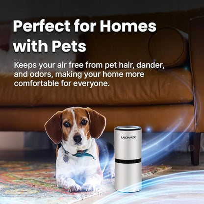 LabCharge Small Ionic Air Purifier for Home & Bedroom – Silent HEPA Filter – Covers 250 Sq Ft - Free Cleaner for Pets, Hair, Smoke, Dust, Odors & Dander – Compact & White Design - Pack of 3