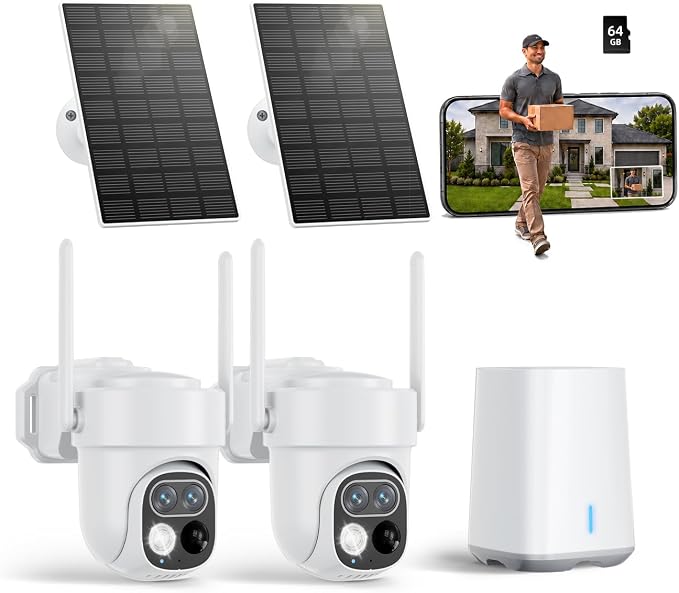 Security Cameras Wireless Outdoor, 2K HD Solar Powered Wifi Camera Outdoor