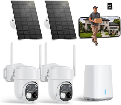 Security Cameras Wireless Outdoor, 2K HD Solar Powered Wifi Camera Outdoor