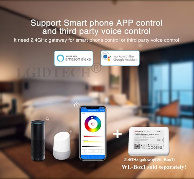 LGIDTECH FUT108 4W E14 LED 2.4GHz Candle Light Bulb AC100-240V RGB+CCT Color and Temperature Changeable,Memory Function.Smartphone APP Control via Gateway(Excluded)