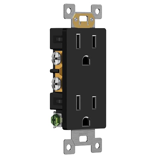 ENERLITES 40 Pack Decorator Wall Outlet, 15A Standard Electrical Receptacle | Self-Grounding, UL Listed, 5-15R, 125V, Non-Tamper Resistant Residential Outlets for Home, Kitchen, Bathroom, Glossy Black