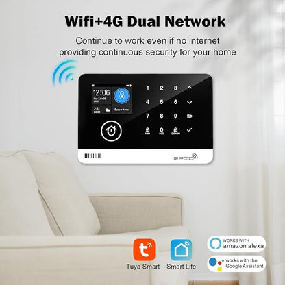 Home Security System, Alarm System for Home Security, 22-Piece Kit WiFi/GSM SMS Alarm System with Motion Detector, 120dB Alarm Siren, Door Window Burglar Alarm, Smart Remote Control, Alexa Compatible