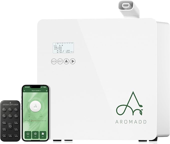 2026 Upgraded 3500 Sq.Ft HVAC Scent Diffuser for Home | Smart Whole House Waterless Diffuser with App & Remote Control, Hotel Collection Diffuser, Cold Air Tech, 600mL, White