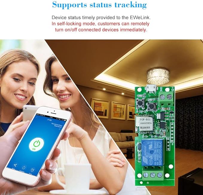 Smilewolf Wifi Switch, USB DC5V Wireless Relay Module Smart Home Automation Modules APP Remote Control Timer Switch Voice Control with Alexa Google Home Access Control System (DC5V1CH)