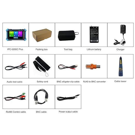Upgraded 8K IP Camera Tester with PoE, WANLUTECH CCTV Test CVI TVI AHD SDI Analog Camera Test 5.4inch Touchscreen Cable Tracer RJ45 Cable TDR Test RS485 HDMI in VGA in (IPC-5200C Plus)