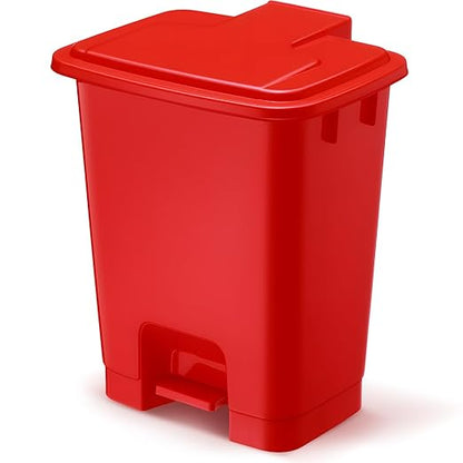 1pcs 4 Gallon Red Step on Trash Can Hands-Free Waste Bin with Odor Control Lid Touchless Sanitary Use Garbage Can for Lab Dental Home Clinic Office