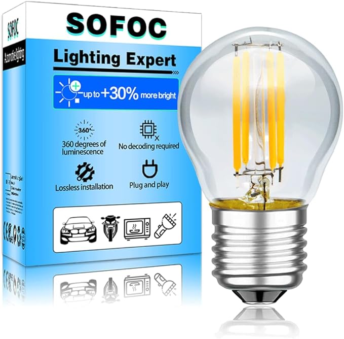 SOFOC G45 LED Bulb 24V DC E27 Base Outdoor Solar Lights Warm White 2700K Classic 4W Low Voltage Light 400LM High Color Rendering Vintage Edison Style Bulb No Dimmable 1Pcs