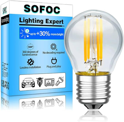 SOFOC G45 LED Bulb 24V DC E27 Base Outdoor Solar Lights Warm White 2700K Classic 4W Low Voltage Light 400LM High Color Rendering Vintage Edison Style Bulb No Dimmable 1Pcs