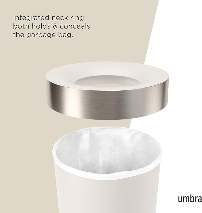 Umbra Vento Kitchen Trash Can with Open Top, Large 16-Gallon (62 L) Capacity, Sand,Polypropylene