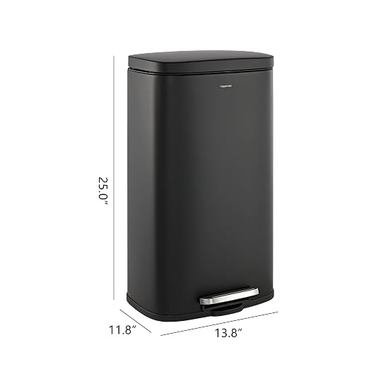 happimess Curtis 8 Gal Step Trash Can Soft Close 25", Charcoal Black
