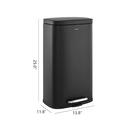 happimess Curtis 8 Gal Step Trash Can Soft Close 25", Charcoal Black