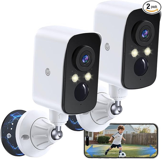 360° View Wireless Outdoor Security Camera, No Subscription Free 7-Day Cloud/SD, Pan, AI Detection, Magnetic, Battery Powered, 2.4G WiFi, 2K, Night Vision, 2-Way Talk, Home Security, IP65