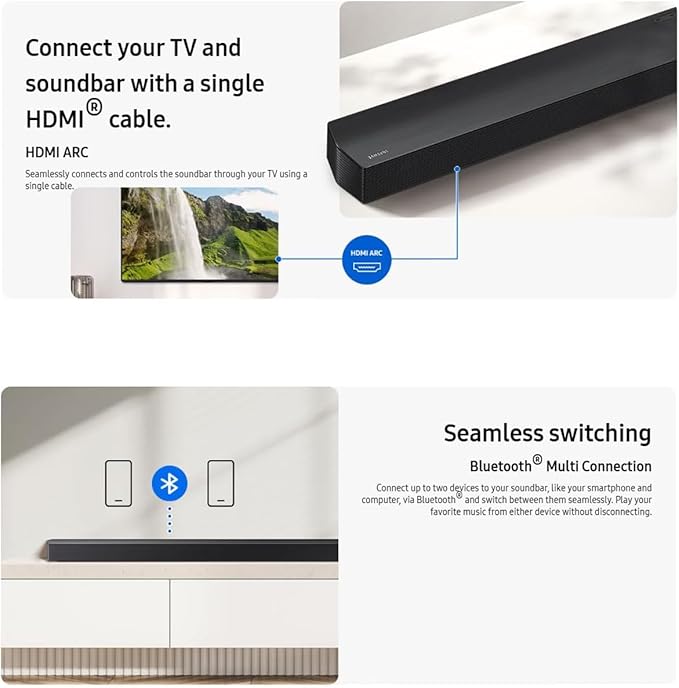 Samsung B-Series Soundbar HW-B750F 5.1ch with Wireless Subwoofer, DTS Virtual:X Surround Sound, TV Home Theater System for Movies, Gaming, Powerful Bass & Immersive Audio Upgrade