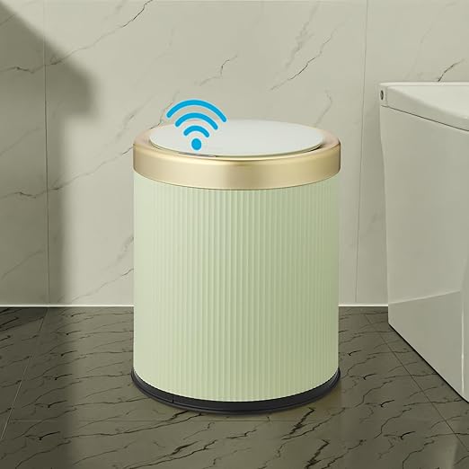 Smart Touchless Bathroom Trash Can, 2.8 Gallon Automatic Motion Sensor Rubbish Can with Lid Electric Small Garbage Bin for Kitchen, Office, Toilet, Bedroom -Green