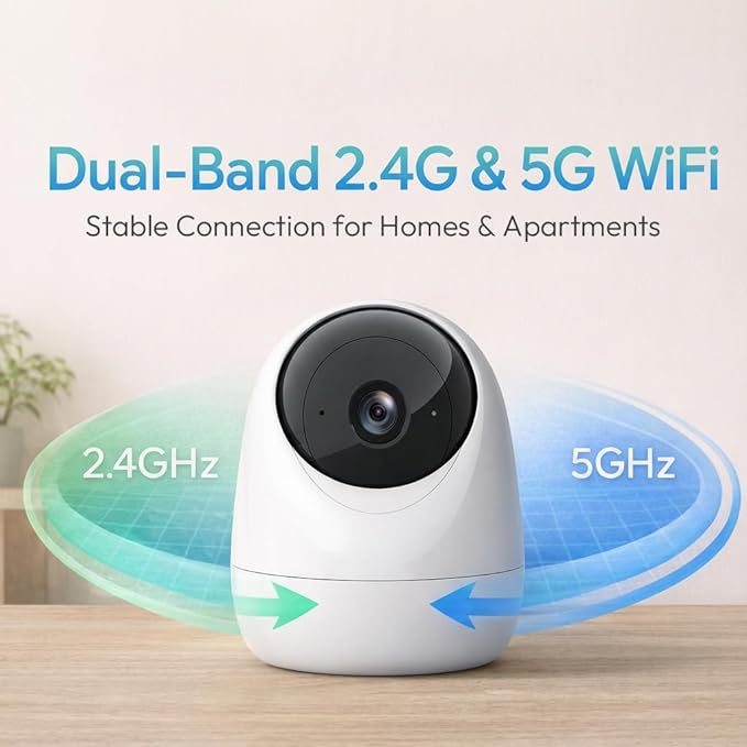Rraycom 2Pack 2K Security Camera Indoor 5G/2.4 GHz Wi-Fi, Baby Monitor Pet/Dog Camera 360-Degree for Home Security, Smart Motion Tracking, 24/7 Live View, Night Vision, Compatible with Alexa