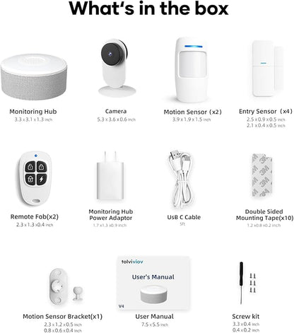 tolviviov Alarm System for Home Security, DIY Door Alarm Security Systems, App Alerts, 15Piece Kit, No Monthly fee, WiFi Door Window Motion Sensor, for Home Security and Kids Safety (10 Pack)