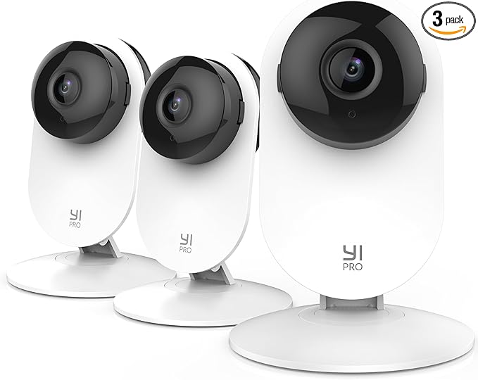 YI Pro 2K 3PC Home Security Camera, 2.4GHz Indoor Cameras for Home Security with Person, Vehicle, Animal Smart Detection, Phone App for Baby, Pet, Dog Monitoring, Works with Alexa and Google Assistant