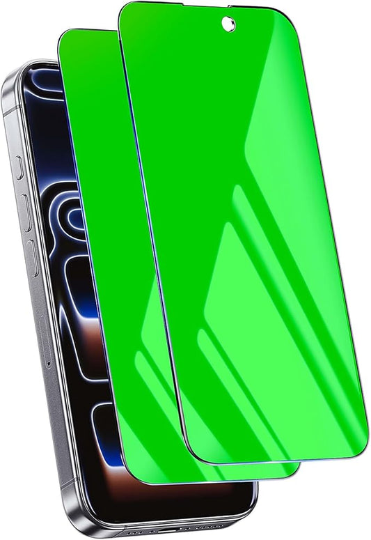Privacy Screen Protector for iPhone 17 Pro Tempered Glass 6.3 inch Private Protective Film Anti-Blue Light Anti Spy No-Bubble Gradient Green [HD Clarity], 2-Pack