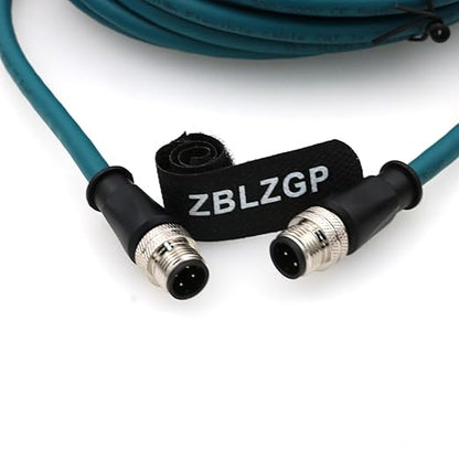 M12 4-Pin D Code Cat 5e Network Cable Male to Male,High Protection Shell Waterproof, Dustproof and Corrosion Resistant for Outdoor Industrial Device Connections 8M