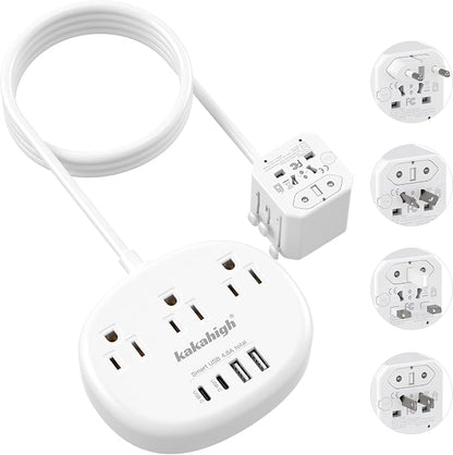 European Travel Plug Adapter, Multi Country Plug Adapter 3FT