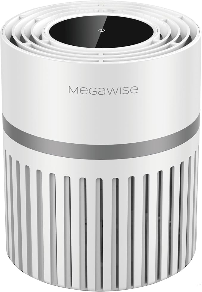 MEGAWISE EPI810 Air Purifier for Small Rooms | Captures Dust, Smoke, Pet Hair | Ideal for Home, Office, Bedroom (White)